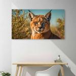 Wild Cat Portrait Tempered Glass Wall Art,Wildlife and Animal ThemeLarge Modern Glass Artwork