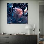 Dark Aesthetic Rose Tempered Glass Panel | Modern Abstract Flower Decor