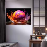 Tempered Glass Wall Art – Neon Liquid Splash, Large Abstract Fluid Panel