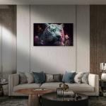 Modern Tempered Glass Wall Decor – Tiger Portrait with Vibrant Floral Elements