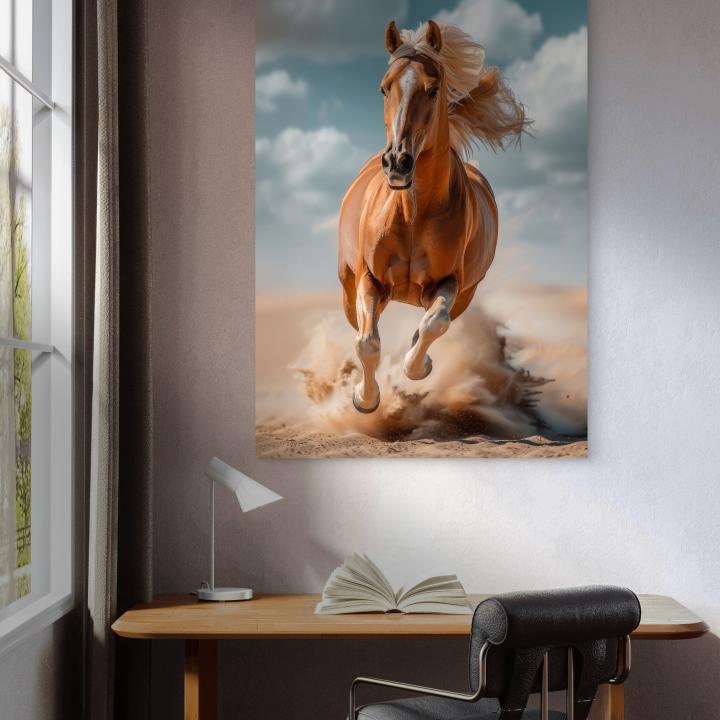 Galloping Horse Tempered Glass Wall Art – Large Modern Equestrian Decor,
