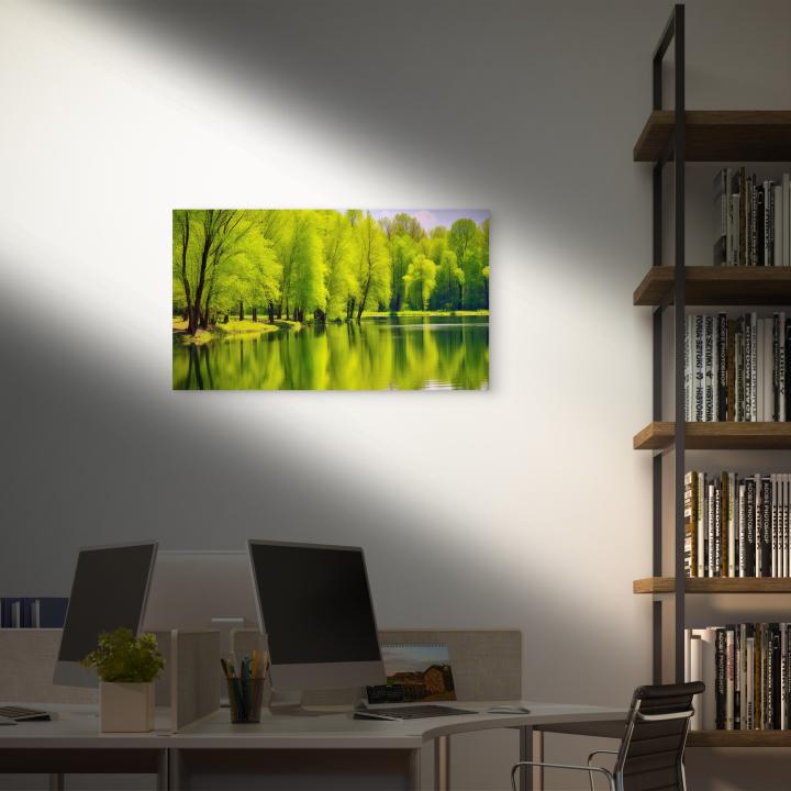 Modern Nature and Lake Scene Wall Art, Decorative Tempered Glass Panel