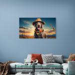 Cowboy Hat Weimaraner Dog Tempered Glass Art - Western Style Funny Animal Wall Decor