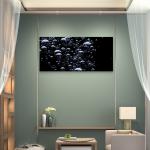 Bubbles on Black Abstract Tempered Glass Art,Large Minimalist Wall Decor