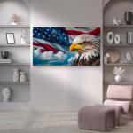 Eagle & USA Flag Tempered Glass Wall Art: Patriotic Decor