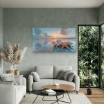 Sunset Beach Tempered Glass Wall Art, Sea Shells Starfish Nautical Decor.