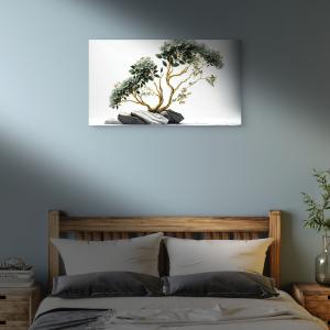 Golden Tree and Floral Tempered Glass Wall Art, Modern Home Decor