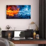 Fire and Water Balance Tempered Glass Wall Art,Abstract Energy Design,Large Glass Artwork