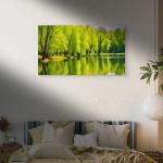 Modern Nature and Lake Scene Wall Art, Decorative Tempered Glass Panel
