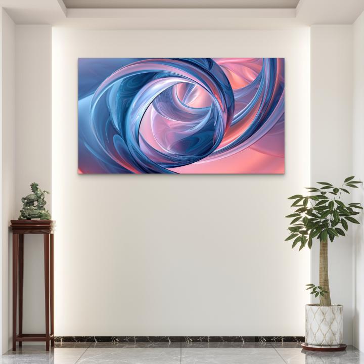 Large Tempered Glass Wall Art - Abstract Fluid Glass Ring Design