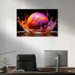 Tempered Glass Wall Art – Neon Liquid Splash, Large Abstract Fluid Panel
