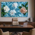 A Painting Of Flowers İn The Sea, Sea Glass Painting, Coastal Decor, Flower Wall Decor Prints, Gift for Her, Wall Hangings, Wall Decoration
