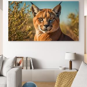 Wild Cat Portrait Tempered Glass Wall Art,Wildlife and Animal ThemeLarge Modern Glass Artwork