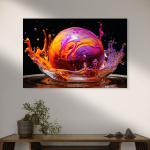 Tempered Glass Wall Art – Neon Liquid Splash, Large Abstract Fluid Panel