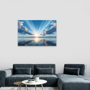 Tempered Glass Wall Art, Sunrise Ocean View, Sun Rays Print