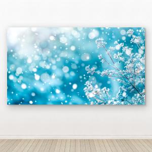 Winter Frost Tempered Glass Wall Art, Blue Bokeh Landscape.