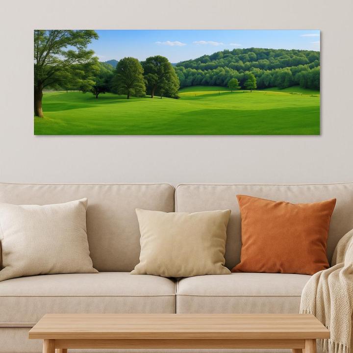Peaceful Nature Scene Tempered Glass Print, Forest & Meadow Wall Art, Modern Home Office Decoration