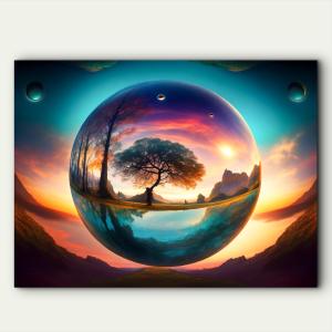 Tempered Glass Abstract Earth Wall Art: Modern Minimalist Decor