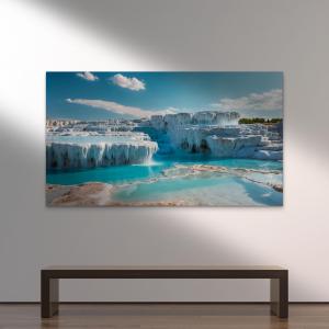Luxury Wall Decor: Pamukkale Travertines Glacial Look Glass Art | Modern Home Decor