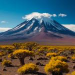 Snow-Capped Peak and Vibrant Yellow Landscape Glass Art | Glossy Tempered Glass Oversized Print