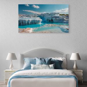 Luxury Wall Decor: Pamukkale Travertines Glacial Look Glass Art | Modern Home Decor