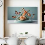 Butterflies and Roses Tempered Glass Wall Art: Elegant Floral Decor,Large size