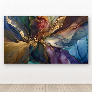 Luxury Gold Foil Abstract Glass Wall Art,Colorful Alcohol Ink Tempered Glass Printing
