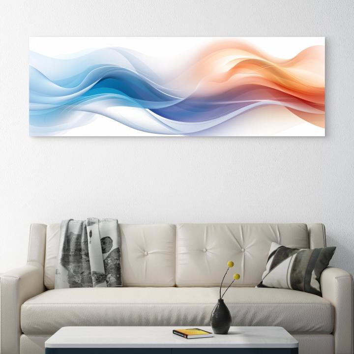 Panoramic Blue and Gold Marble Glass Wall Art, Abstract Liquid Agate Tempered Glass Print