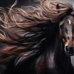 Majestic Brown Horse Glass Wall Art,Wild Horse with Flowing Mane Tempered Print