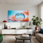 Zen Sphere Tempered Glass Wall Art: Peach Feather Macro Print, Large Size