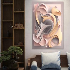 Modern Abstract Tempered Glass Wall Art, Minimalist 3D Layered Paper Style Glass Printing