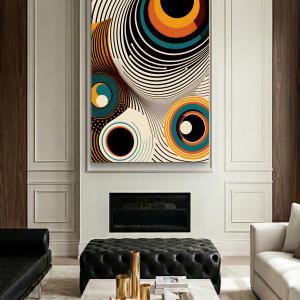 Abstract Geometric Tempered Glass Wall Art, Retro Mid Century Modern Glass Printing