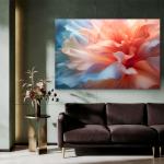 Soft Floral Tempered Glass Wall Art, Peach Blue Macro Petals Decor