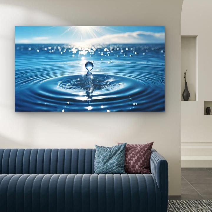 Abstract Water Drop Glass Wall Art, Tempered Glass Printing, Vibrant Liquid Splash Decor