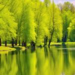 Modern Nature and Lake Scene Wall Art, Decorative Tempered Glass Panel